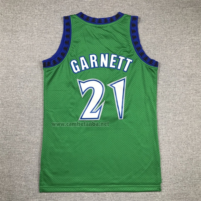 Camiseta Nino Minnesota Timberwolves Kevin Garnett NO 21 Hardwood Classics Throwback 1997-98 Verde